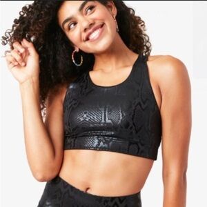 NWT Terez Obsidian Snakeskin Foil UpLift Sports Bra Size S $78